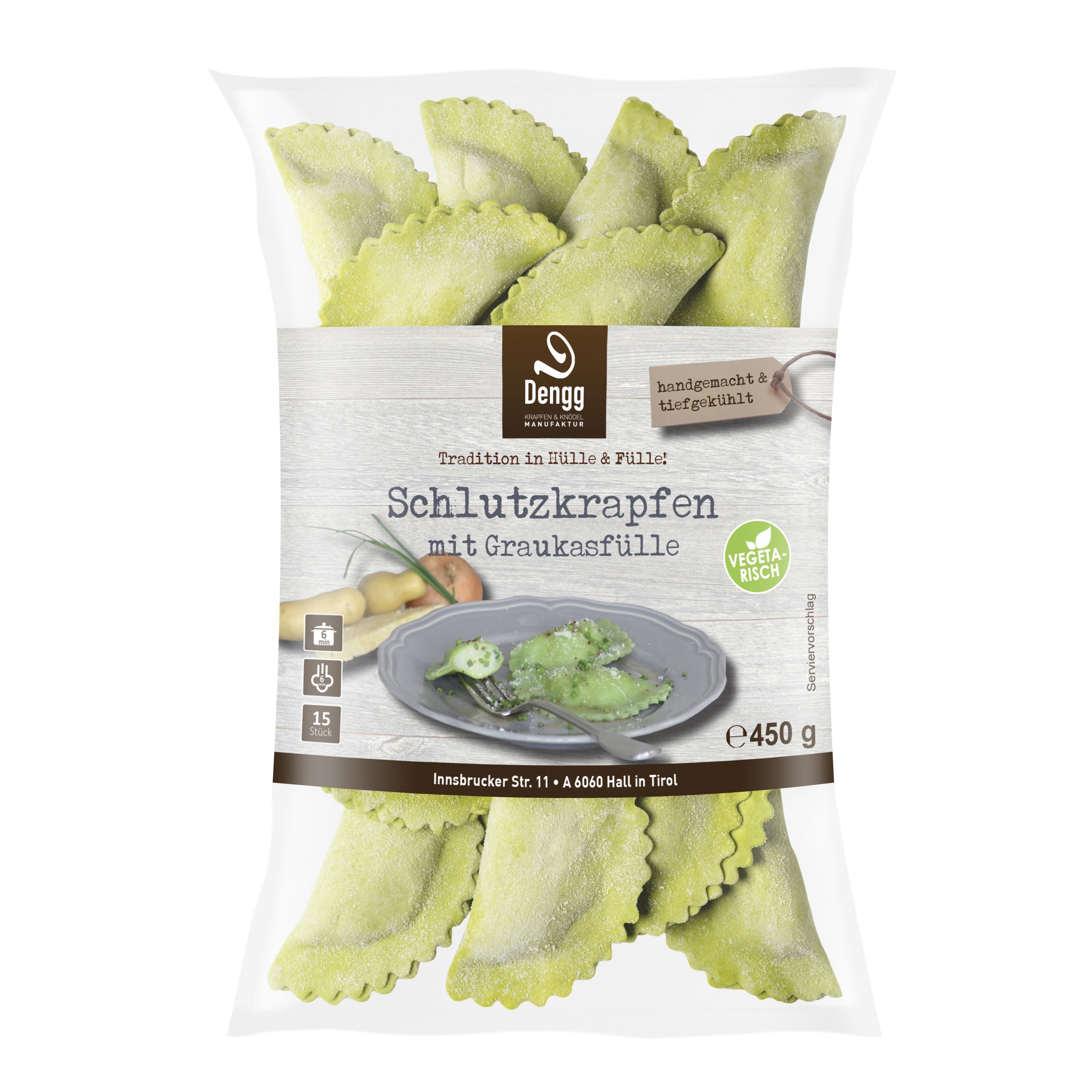 Schlutzkrapfen  mit Graukasfülle