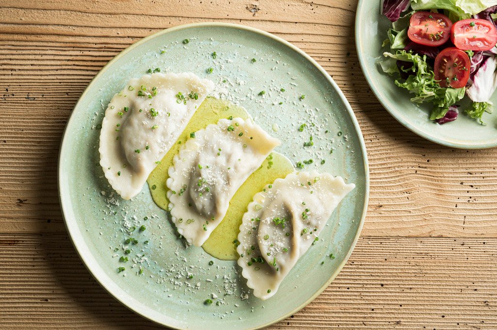 Schlutzkrapfen mit Pfifferlingfülle VEGAN