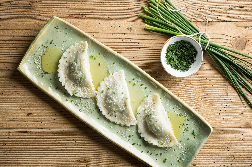 Schlutzkrapfen  mit Bärlauchfülle