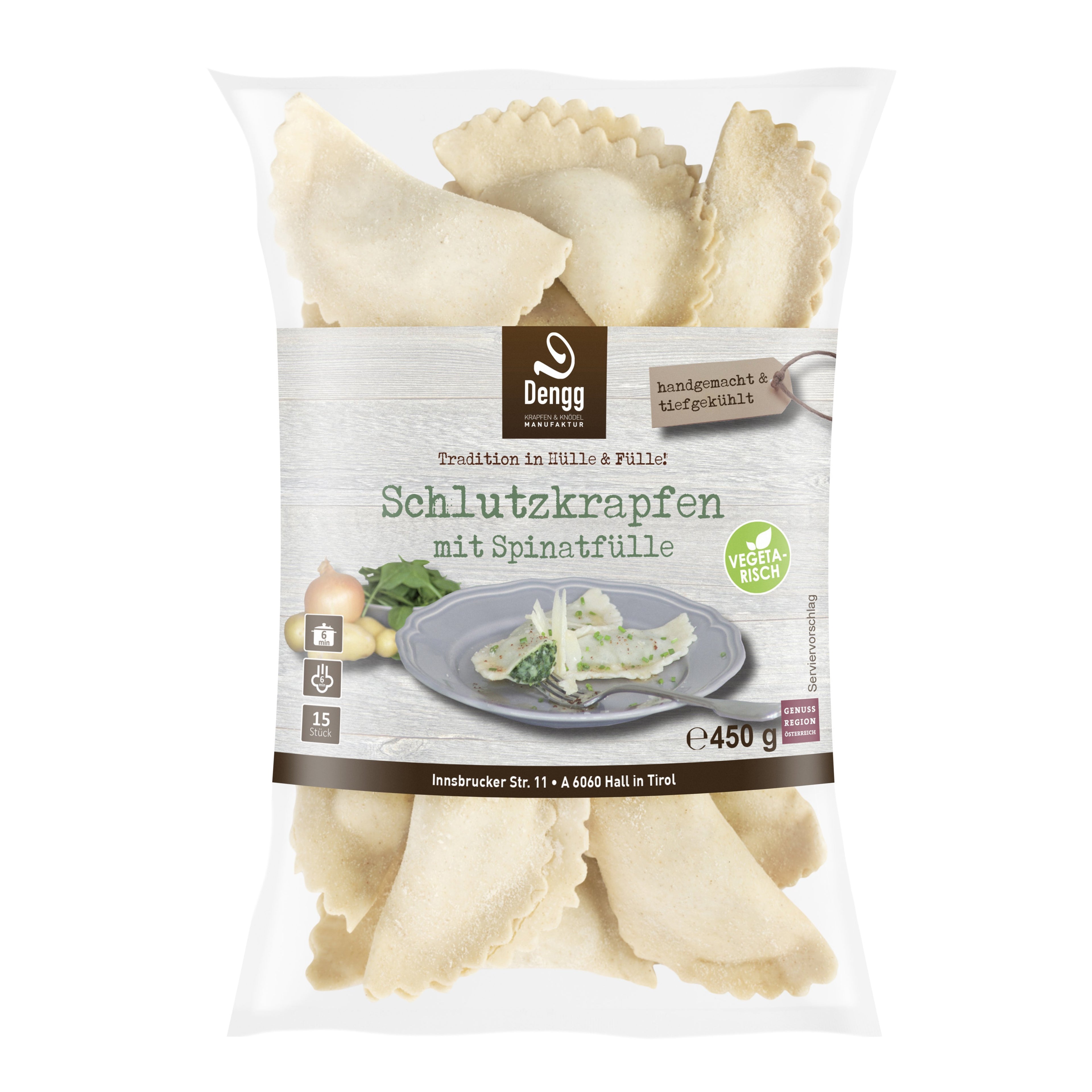 Schlutzkrapfen  mit Spinatfülle